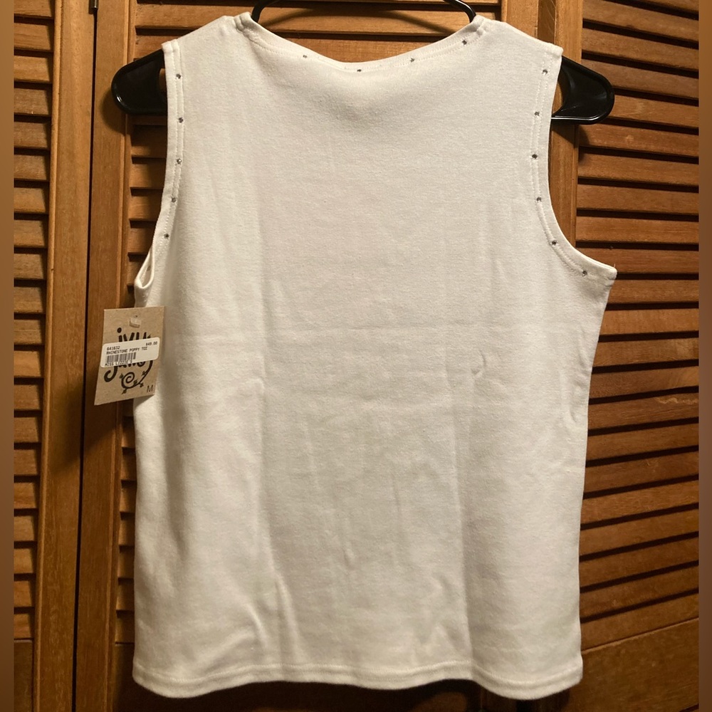 Ivy Jane White Poppy Tee Shirt with Rhinestone Embellishments - Picture 3 of 13